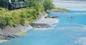 the fresh green and blue river